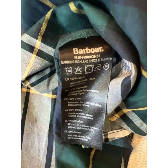 Barbour Green Plaid Highland Check 33 Tailored Men Size M - Picture 4 of 8